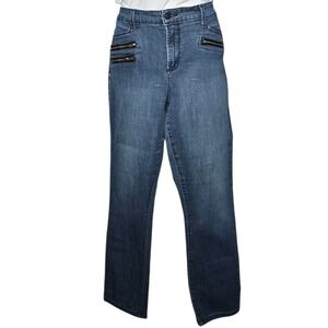 NYDJ Womens Eclectic Ankle Legging Jeans Size 14 Lift Tuck Blue Zipper Pocket